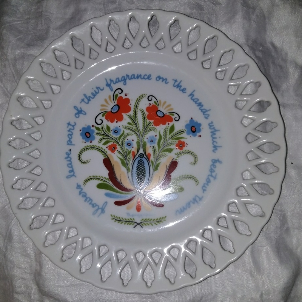 Vintage Sweden Floral Hanging Plate Kitchen Decor
